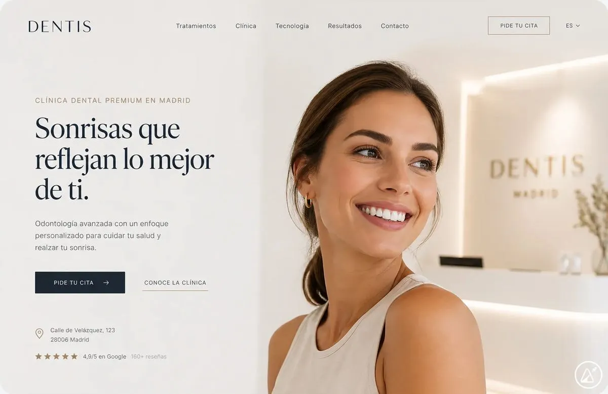 Página web de Dentis, Clínica dental · Madrid, diseñada por Impulsa Estudio